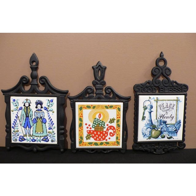 Cast Iron & Ceramic Trivets Set of 3 Chairish