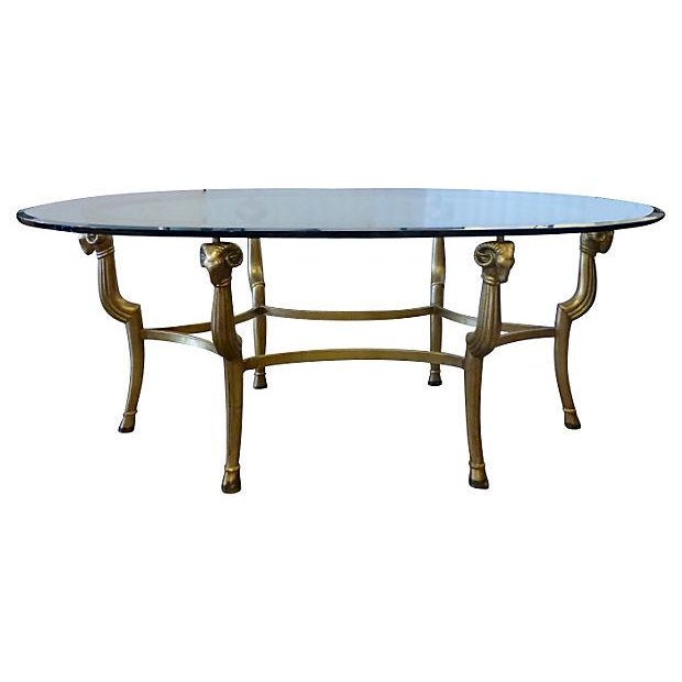 Gold Metal & Glass Oval Coffee Table | Chairish Get the best deal for gold oval coffee table tables from the largest online selection at ebay.com.