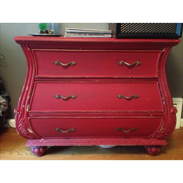 Distressed Red Bombe Nightstand Chairish
