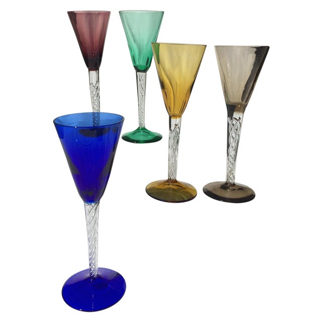 Mid Century Multi Colored Cordial Glasses 5 Chairish