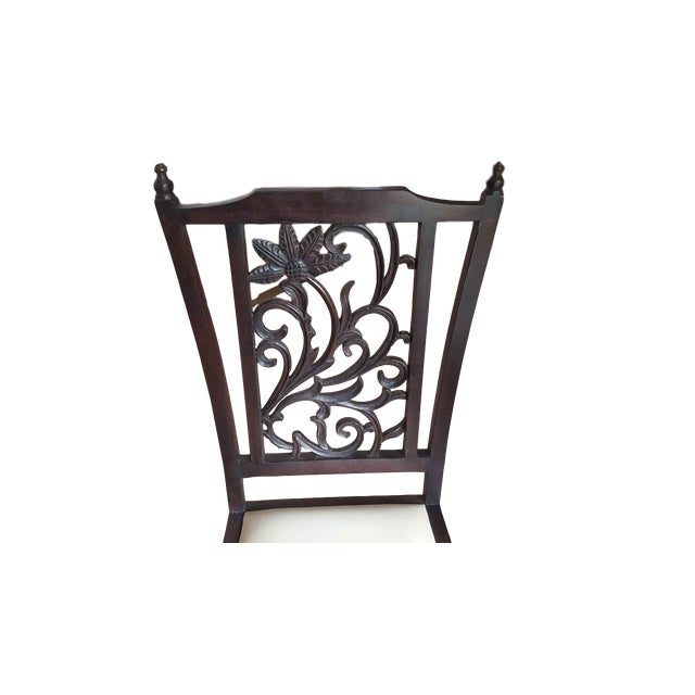 Teak Wood Carved Back Dining Chairs - Set of 6 | Chairish