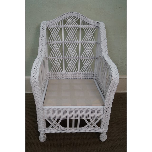Victorian Style White Wicker Lounge Chair with Ottoman Chairish