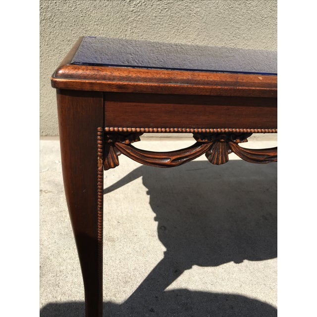 Art Deco Coffee Table with Blue Silverlast Glass Chairish
