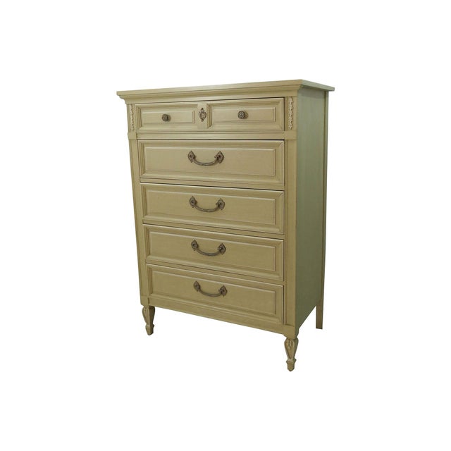 Mid-Century 5 Drawer Painted Dresser | Chairish The taller of the two dressers got a gorgeous makeover with tung oil and white paint, but i really wanted to practice my stripping and.