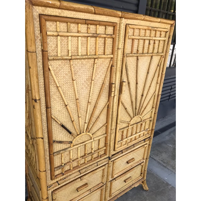 Vintage Rattan Burnt Bamboo Armoire Chairish