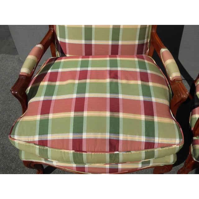 French Red & Green Plaid Armchairs A Pair Chairish