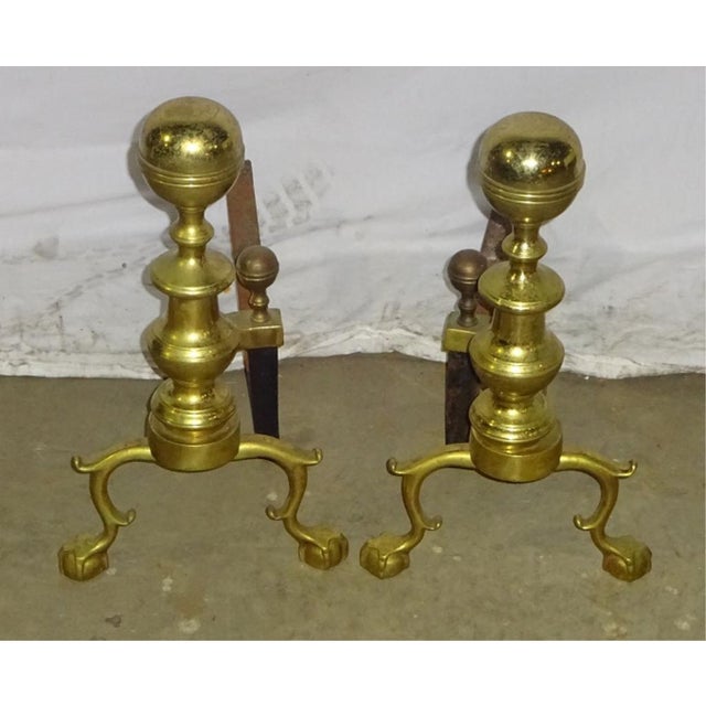 Antique Colonel Brass Fireplace Andirons A Pair Chairish