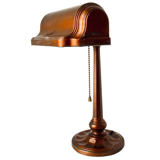 Antique Bronzed Cast Iron & Metal Desk Lamp Chairish