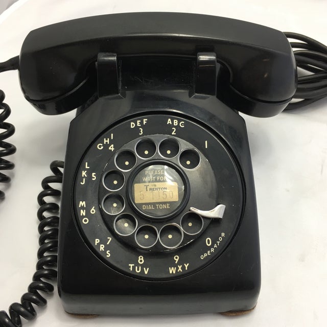 1956 Vintage Black Rotary Dial Desk Telephone Chairish