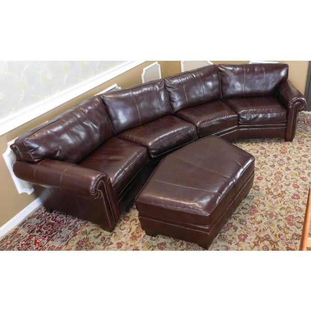 3Piece Bernhardt Brown Leather Sectional Sofa & Ottoman Chairish