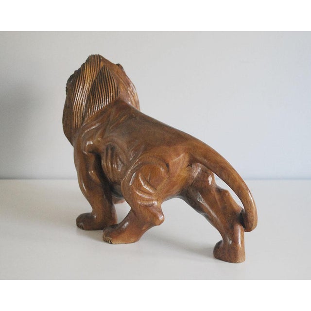 African Carved Wood Lion Statue Chairish