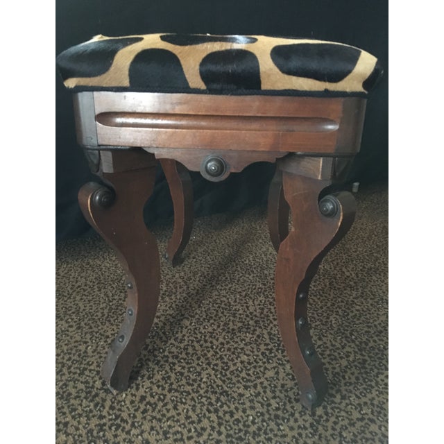Walnut & Zebra Hide Stool Chairish