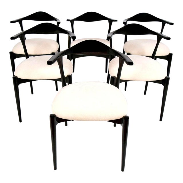 White & Black Scandinavian Dining Chairs Set of 6 Chairish