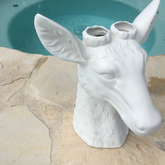 Bisque White Ceramic Deer Head Vase Chairish