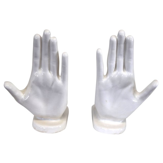 White Ceramic Hands Wall Decor A Pair Chairish