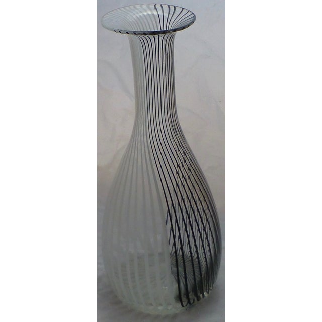 Murano Glass Black & White Striped Vase by Venini Chairish