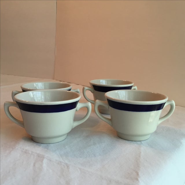 White & Blue Bouillon Soup Bowls Set of 4 Chairish