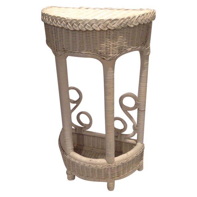 Vintage Wicker Plant Stand/Occasional Table Chairish