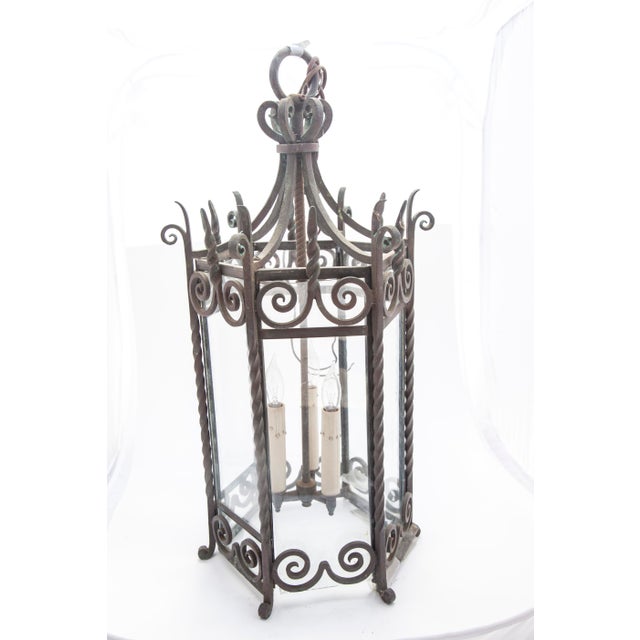 Six-Sided Iron Lantern | Chairish