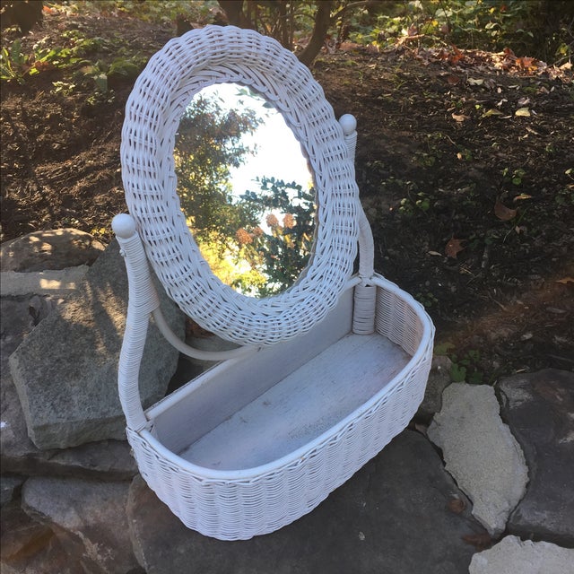 Vintage Wicker Vanity Mirror Basket Chairish