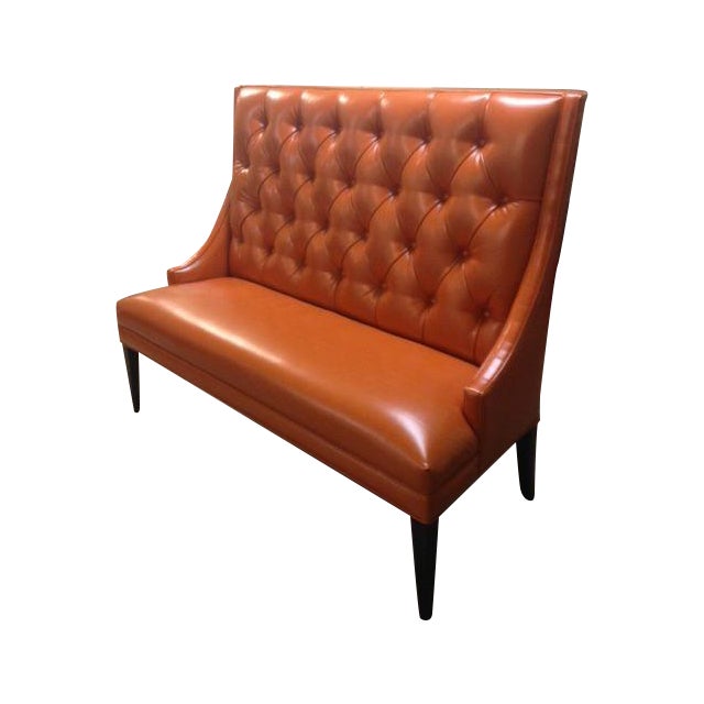 Custom Orange Faux Leather Banquette Chairish