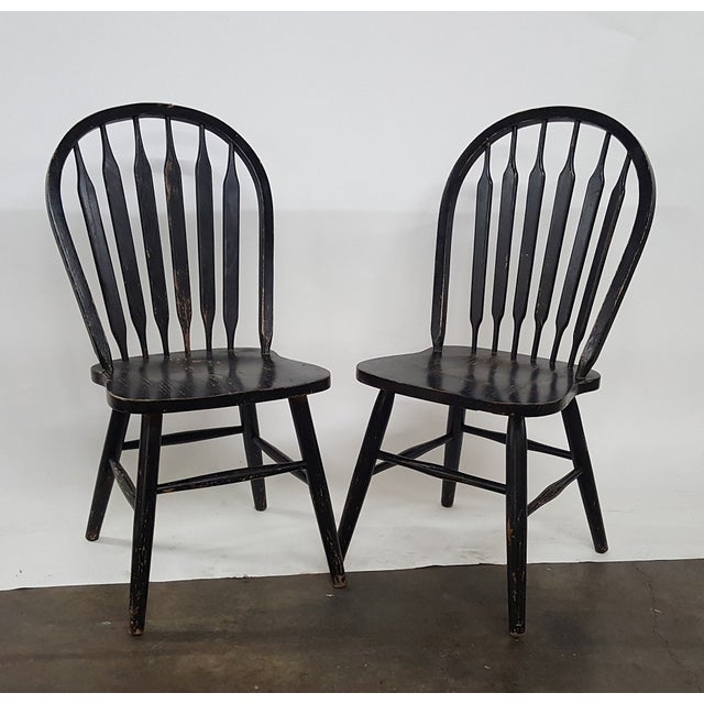 Distressed Black Chairs A Pair Chairish