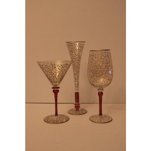 Hand Painted Glass Champagne Flutes Set of 11 Chairish