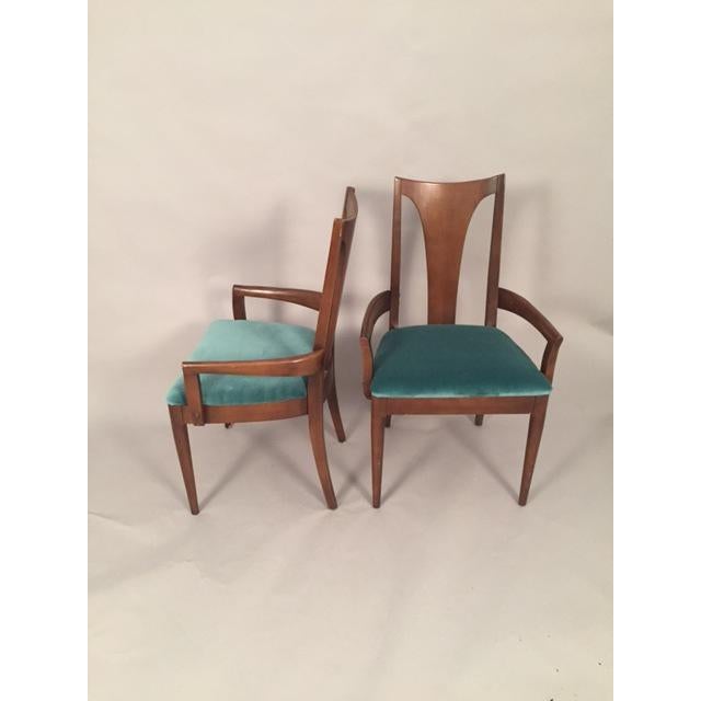 Vintage Lenoir Company MidCentury Teal Velvet Dining Chairs Set of 6