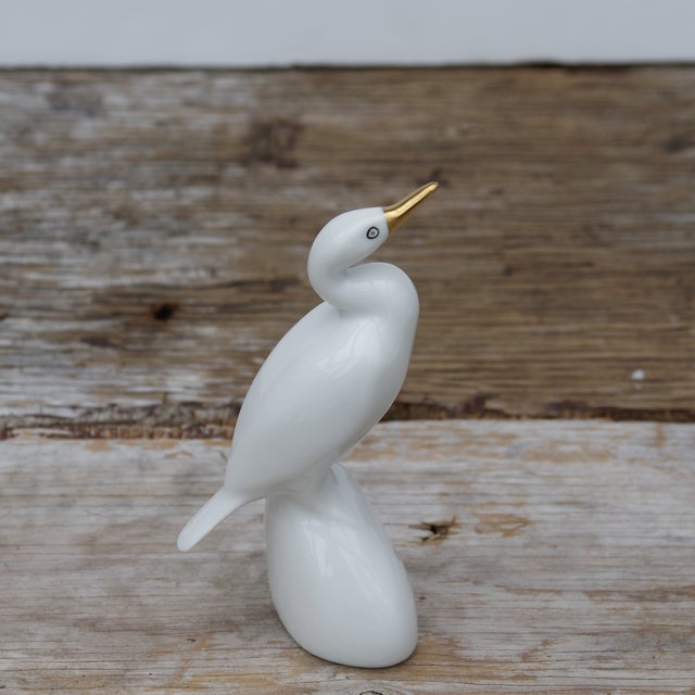 White Porcelain Egret Figurine Chairish