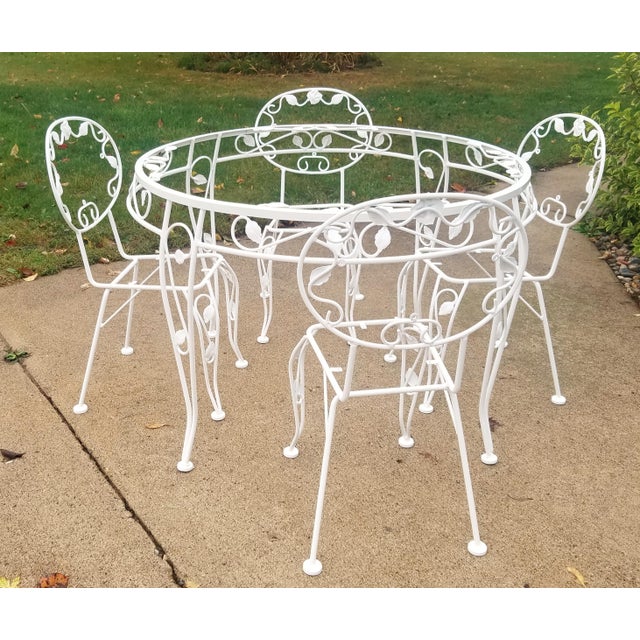 Vintage Woodard Chantilly Rose Style Wrought Iron Outdoor Patio 5 Piece