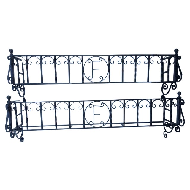 Vintage Wrought Iron Flower Window Boxes Pair Chairish