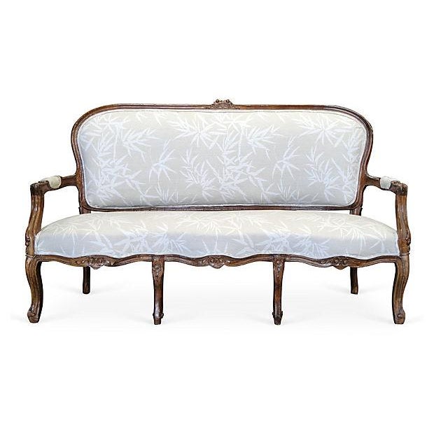 French Country Walnut Linen Settee or Sofa Chairish