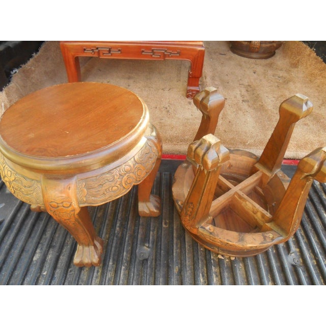 Vintage Japanese Hand Carved Tea Table Dining Set Chairish