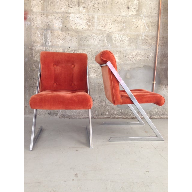 Milo Baughman Z Shaped Dining Chairs Pair Chairish