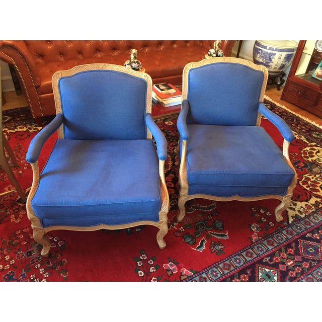 Blue French Bergere Chairs Pair Chairish
