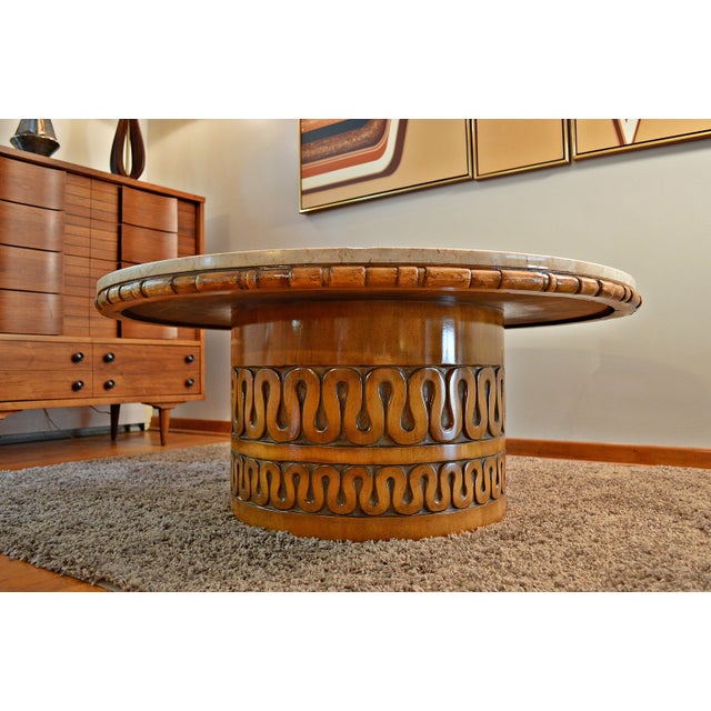 MidCentury Weiman Round Marble Coffee Table Chairish