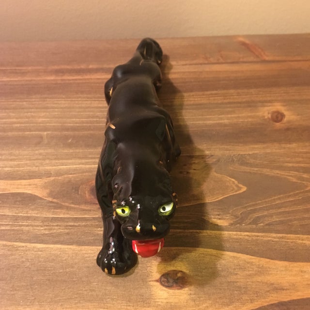 Vintage Black Panther Ceramic Figurine Chairish