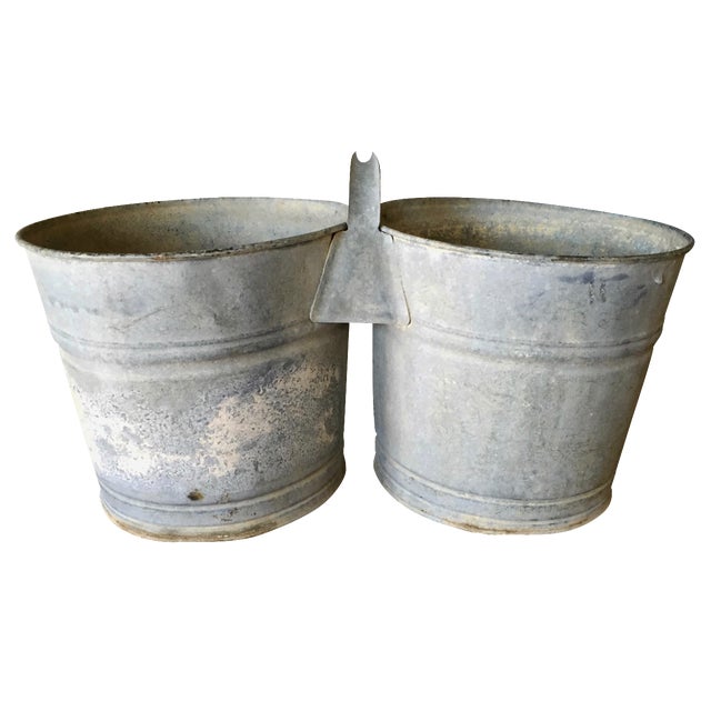 Vintage Galvanized Double Bucket Chairish