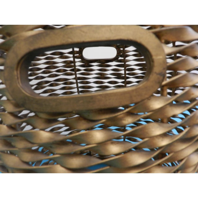 Gold Metal Basket Weave Side Table with Black Top Chairish