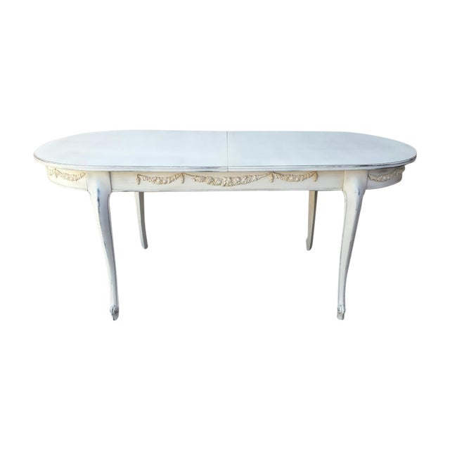 French Country Painted White Dining Table | Chairish