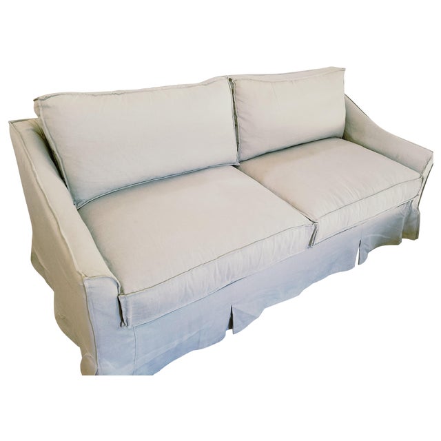 Linen Sofa With Down Wrap Cushions Chairish
