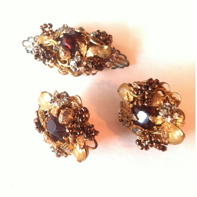 Miriam Haskell Style 1960s Berry Clip Earrings Chairish