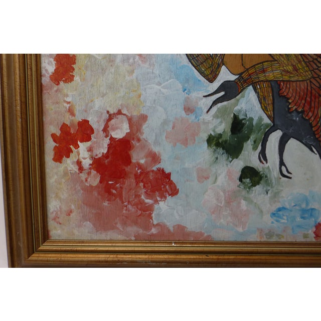 Mid-Century Modern Judaica Folk Art Painting | Chairish