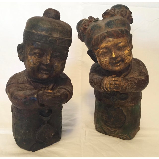 Chinese Antique Cast Iron Figurines A Pair Chairish