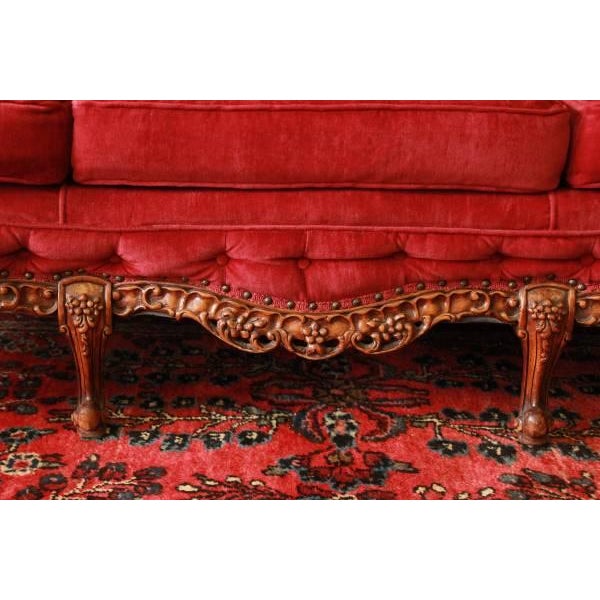Antique Red Velvet French Sofa | Chairish
