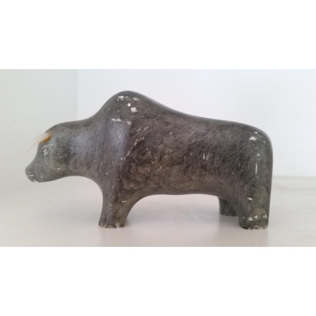 Carved Soapstone Buffalo Sculpture Signed by Dimu Chairish