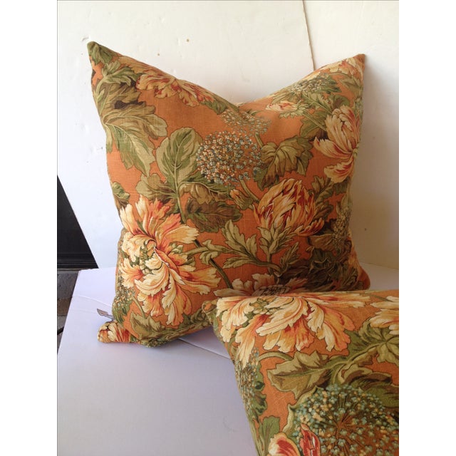 Newport Orange Floral Pillows - S/2 Chairish