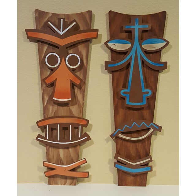 Tiki Metal Wall Art a Pair Chairish