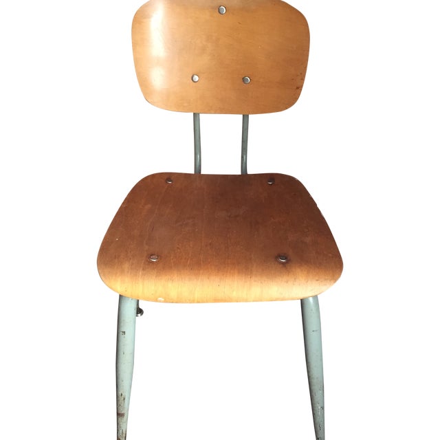 Image of Vintage Metal Bent Wood School Desk Chair