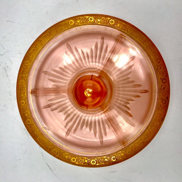 Pink Etched W/ Gold Depression Glass Divided Candy Dish Chairish